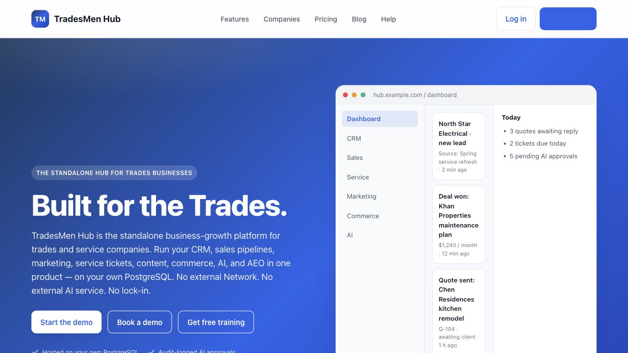 TradesMen Hub CRM dashboard preview