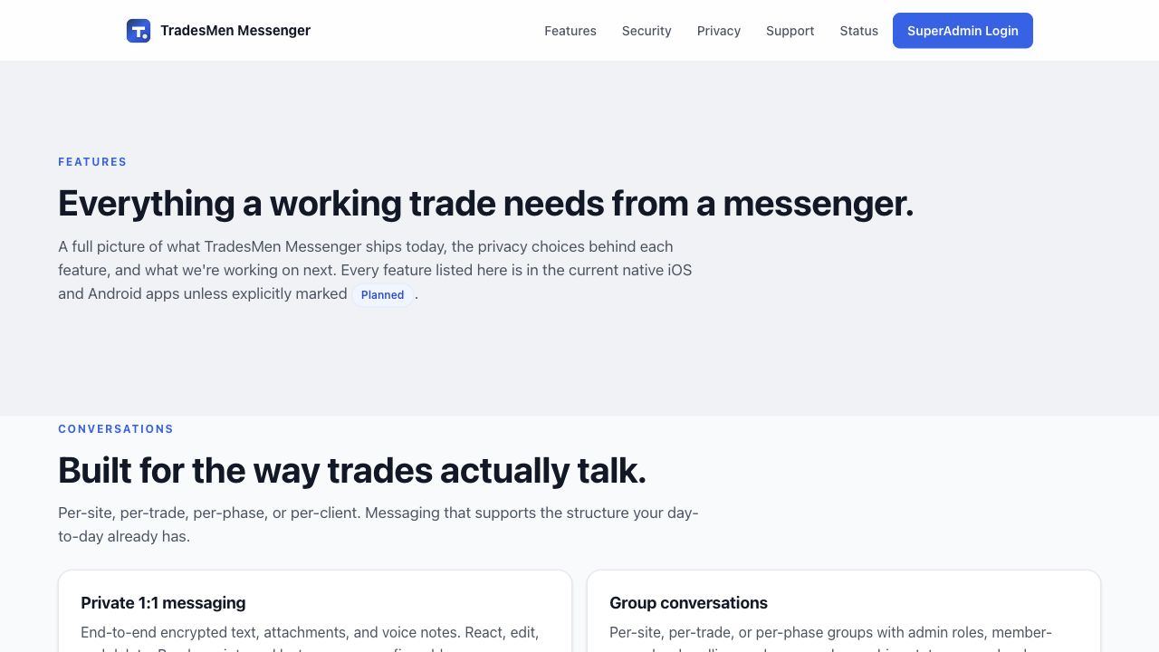 TradesMen Messenger chat preview